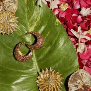 Patola : Pink Crystal Crescent Hoops